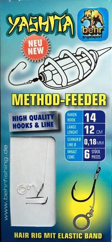 6 x Kant-en-Klare Nylon Feeder Onderlijnen + Baitband Onderlijn 18/00 Haakmaat 14 Method Feederhaken van Merkloos