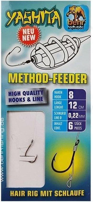 6 x Kant-en-Klare Nylon Feeder Onderlijnen + Hairlus Onderlijn 18/00 Haakmaat 14 Method Feedervissen van Mikado