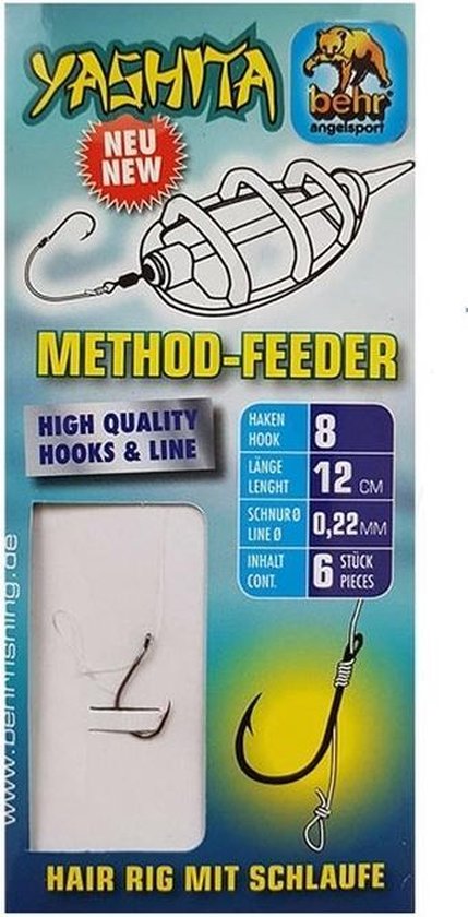 6 x Kant-en-Klare Nylon Feeder Onderlijnen + Hairlus Onderlijn 20/00 Haakmaat 10 Method Feedervissen van Merkloos