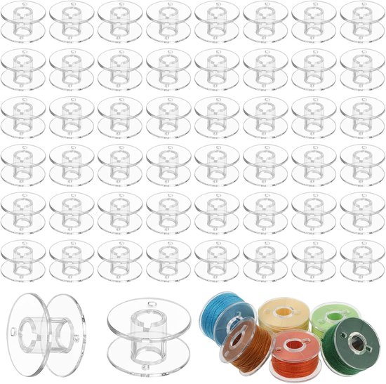 60 Duidelijke Plastic Spoelen voor Naaimachines - Geschikt voor Borduren en Naaien - Accessoires voor Naaiwerk en Creatieve Projecten