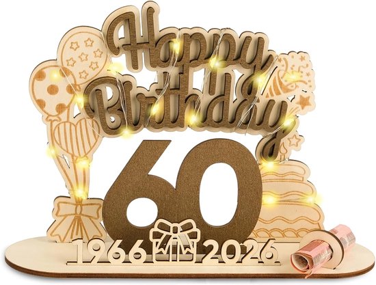 60 geldgeschenken verjaardag houten bord gastenboek, geldgeschenken verjaardag hout, 60e verjaardag, houten bord gasten, personaliseerbaar cadeau verjaardag decoratie