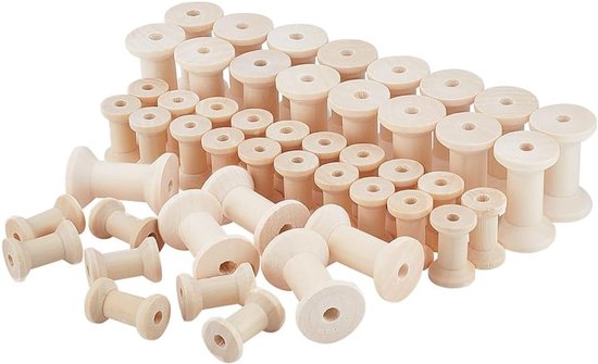 60 Stks 2 Maten Houten Lege Spoel, Mini Houten Spoelen Natuurlijke Draad Draad Draad Draad Draad Draad Draad Draad Spoel voor Kunst Ambachten Koord Kabel Ketting Roll