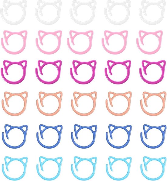 60 stuks kattenvormige metalen maasmarkeringen, meerkleurig, afsluitbaar, ideaal voor breien, haken en knutselen, knutselaccessoires