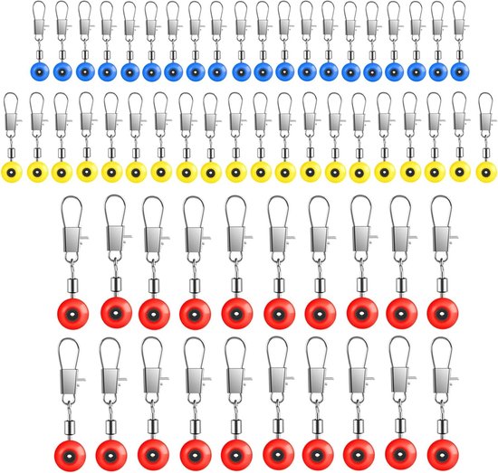 60 Stuks Vissersverbindingen, Hengelverbinding met Draai, Carabiner en Swivel Clips voor Optimaal Vissen, 3 Maten Beschikbaar