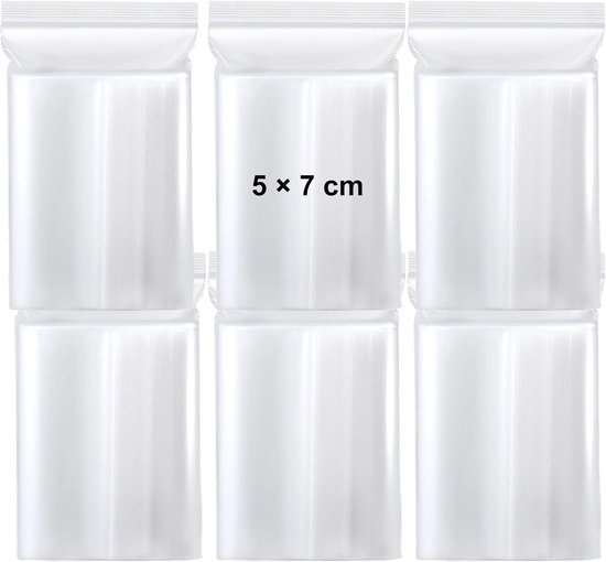 600 Pcs Zipper Food Bags - Resealable Transparent Plastic Bags - Lockable Polyethylene Zipper Bags - Klein 5x7cm van Merkloos