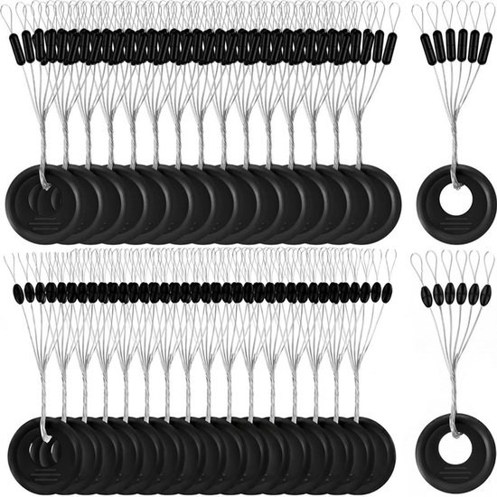 600 stuks - Dobbers - Visdobbers - Dobberstoppers - Dobberstoppers voor het vissen - Rubberen dobberstoppers - 6-in-1 zwarte dobberstoppers - Olijfvormige siliconen lijnassemblages - Olijfvormig - Cilindrisch - Geschikt voor zout- en zoetwater - M