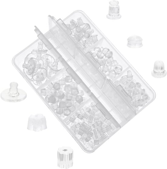 600 Stuks Hypoallergene Stud Sluitingen van Duidelijk Silicoon - 6 Stijlen Oorbellen Stopper - Veilige Vervangingen voor Oorbellen 2mm/3mm/4mm/4.5mm/5mm/6mm