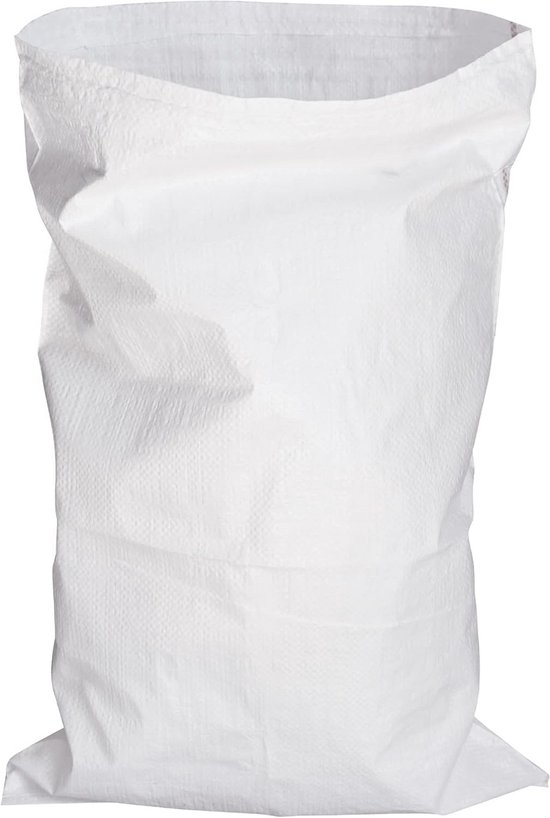 60x Witte Geweven Zakken 50x80cm - Sterke Polypropyleen Zakken voor Puin, Bouwafval en Tuinmaterialen