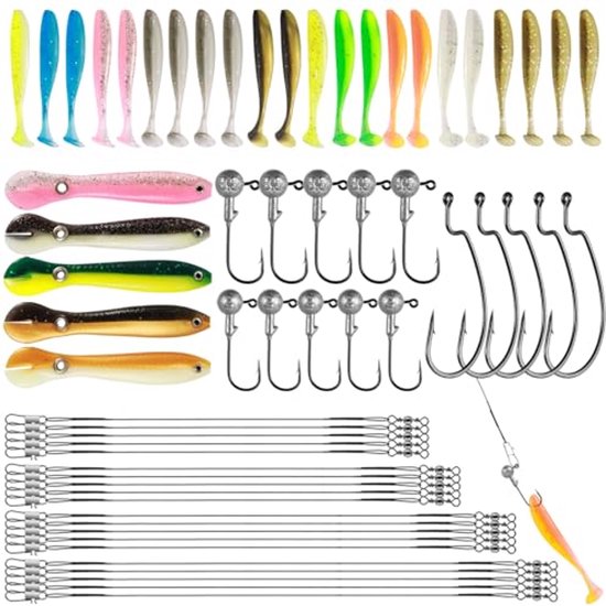 62 Stuks Rubber Aas Set - Veelzijdig Kunstmatig Aas Voor Snoek, Snoekbaars, Baars & Forel