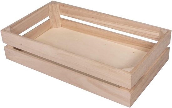 62728000 Houten kist met latten-look, 35,5 x 20,3 x 8,4 cm, hout FSC-gecertificeerd, plus 2 wandhaken, populierenhout, glad geslepen, lattenbodem om te beschilderen