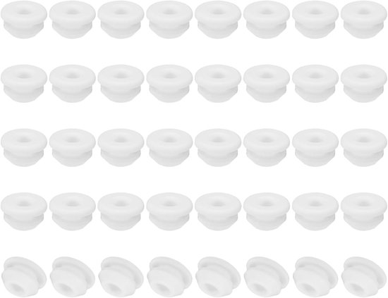 6.5mm Diameter Silicone Hole Plug - 40pcs Round Snap On Furniture Knob Protective Cap - Sealing Bulkhead Cylinder Hole - Wit