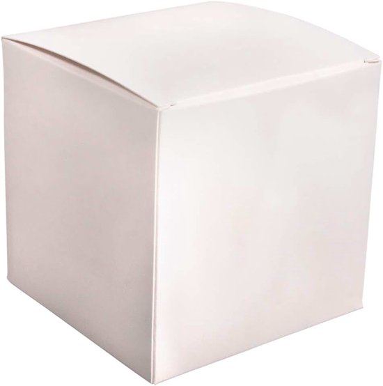 67323102 Vierkante vouwdoos om te vullen, set van 6, geschenkdozen van karton, wit, 10 x 10 x 10 cm