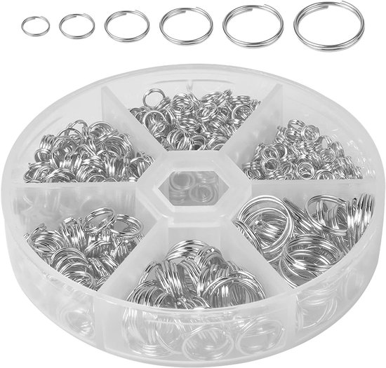 690 Stuks Split Ringen Set - Open Ronde Sleutelhangers, Jump Ringen en Opslagdoos voor Sleutels en Sieraden Creaties