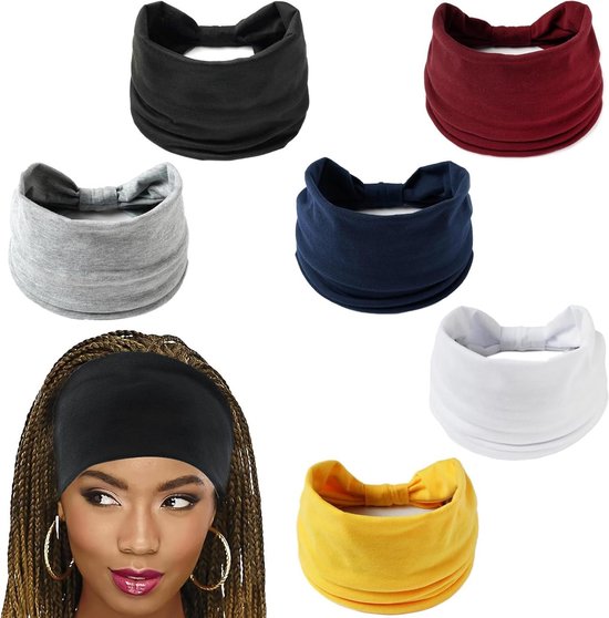 6er Pack Sport-Stirnbänder für Frauen - Elastek Katoen - Brede Hoofdsjaal - Zomerbandana Haaraccessoires .
