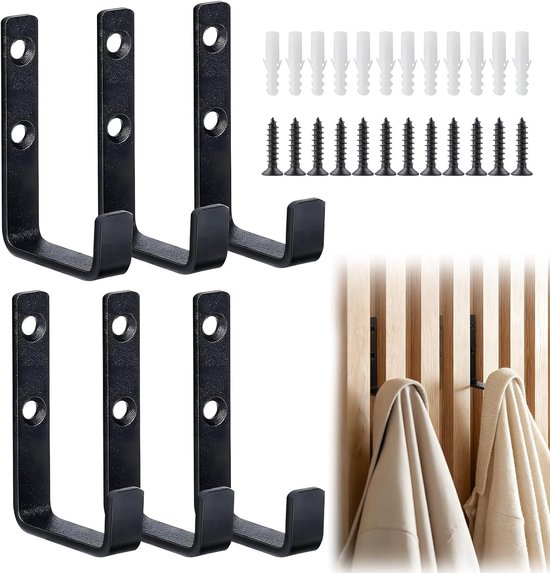6pcs Stainless Steel Acoustic Panel Hooks 13mm Black Coat Hooks Acoustic Panels with Screws and Plugs 10kg Load - ShopVlot