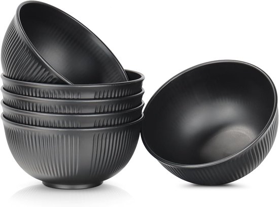 6x Onbreekbare plastic ontbijtschalen, voor soep, pasta, rijst, salade