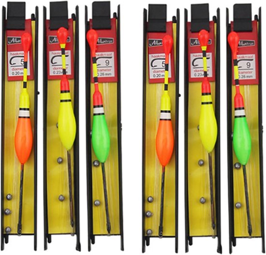 6x Visdobbers Set met Zinklood, Lijn en Haken - Vissupplies voor Forel, Paling en Snoekbaars van Merkloos