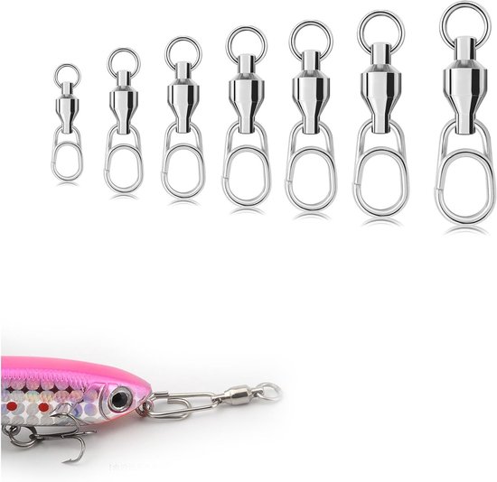 7-delige Rotating Eye Hooks Set met Dubbelzijdige Draaikoppeling, RVS, Perfect voor Vissen en Hengelsport Accessoires