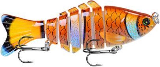7-Delige Swimbait Nemo kunstaas voor snoek 10 cm - 15 gram, 3D ogen van Merkloos