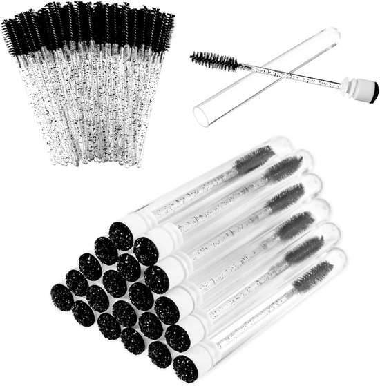 70 stuks wegwerp-wimperborstels met 20 stuks lege buisjes, mascara-toverstaf, buizenset voor diamantmascarabestellen, zwarte wimpersprays voor wimperverlengingen, make-upgereedschap, applicator,