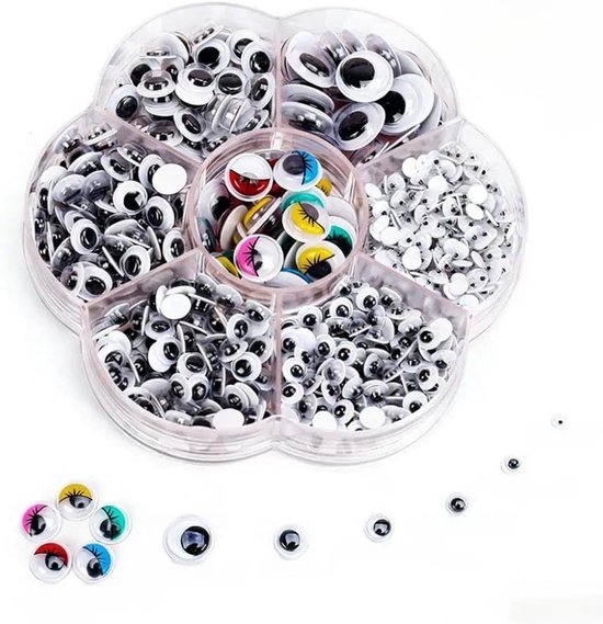 700 Stuks Zelfklevende Wiggle Eyes, Gemixte Maten 4mm tot 12mm, Creatief DIY Bastelmateriaal, Veelzijdige Oogjes voor Ambachten, Scrapbooking, Schoolprojecten en Handgemaakte Decoratie