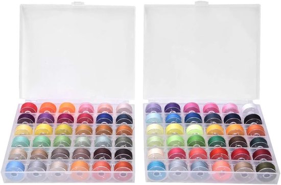 72 Kleurige Spoelen met Plastic Doos voor Naaimachinetoebehoren en Creatief Naaien