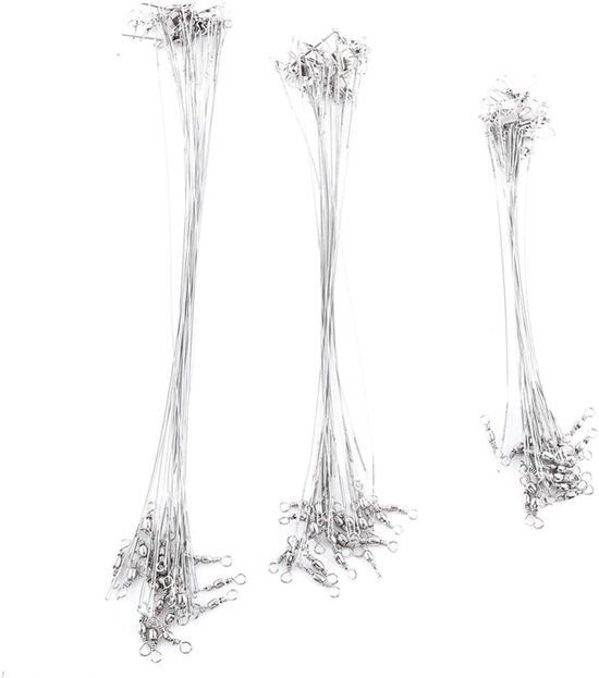 72 Stuks Vissersdraad Trace Leaders - Rvs Loodlijnen met Snap voor Snoek, Verstevigde Hoofdlijn en Visbescherming 15cm 20cm 25cm