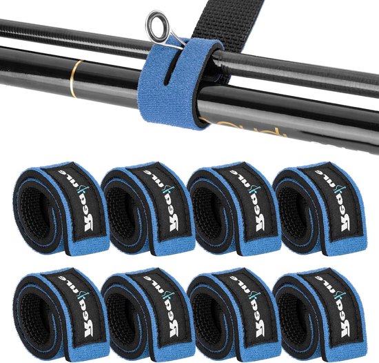 8-delige elastische verstelbare hengelriem voor spinning hengels, feeder hengels en accessoires (Blauw)