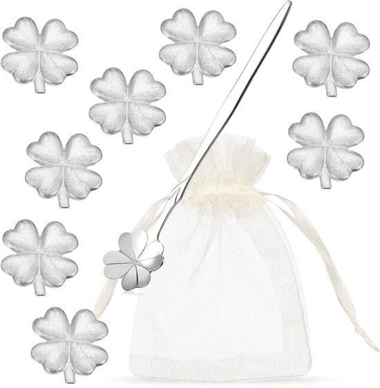 8-delige Gietset voor Oud en Nieuw met Lepel en Organza Tas - Alternatief voor Loodgieten, Perfect voor Feestjes en Creatieve Projecten