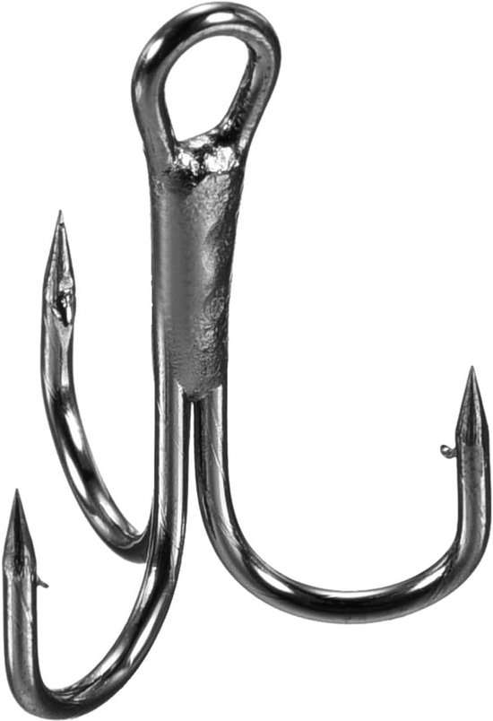8# Fishing Treble Haak - 10 Stuks - 3x Sterk Hoge Kwaliteit Carbon Staal - Ronde Barbed Bocht voor Zoetwater en Zoutwater - Zwarte Vis Haak