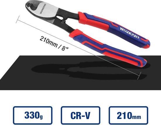 8 inch kabeldraadsnijders, koolstofstaal materiaal tangen, hoge hardheid draadkabel snijgereedschap met antislip handvat, ideaal voor schoon koperdraad snijden en strippen, doe-het-zelf ambachten van Merkloos