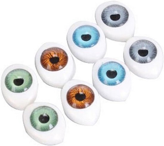 8 paar van 16 stuks ovale acryl holle oogpoppen voor ambachten, ambachten, naaien, puppies, beren, poppen, dieren, diverse kleur, 23mm x 16mm/0.9" x 0.6"