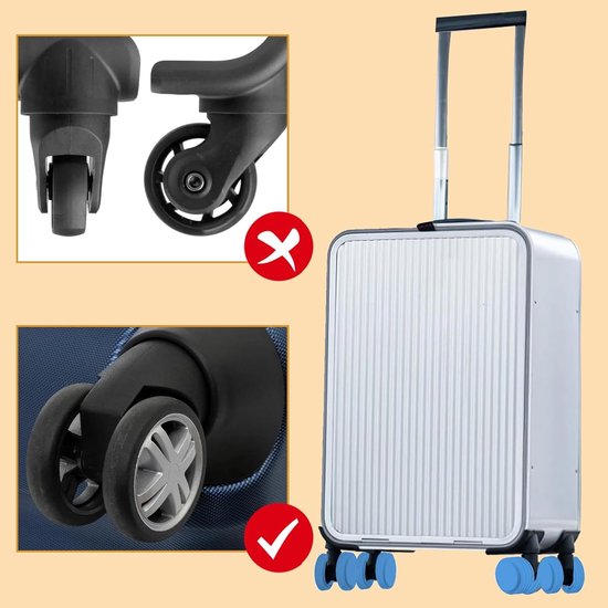 8-Pack Kofferwiel Beschermers voor Handbagage, Silicone Beschermhoezen voor Spinnerwielen, Universele Kofferaccessoires in Blauw