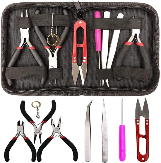 8-Piece Jewelry Making and Repair Tool Set with Scissors, Pliers, Pliers and Bead Accessories - ShopVlot