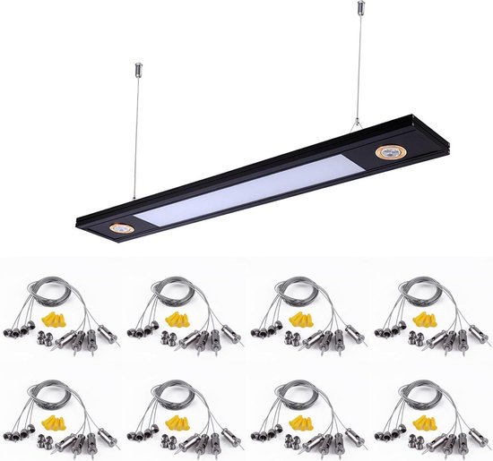 8 Sets van 2 Meter Lichtsnoer Staaldraad - Hoogwaardige Roestvrije Ophangsets met Sterke Draagkracht - Eenvoudige Installatie . van Merkloos