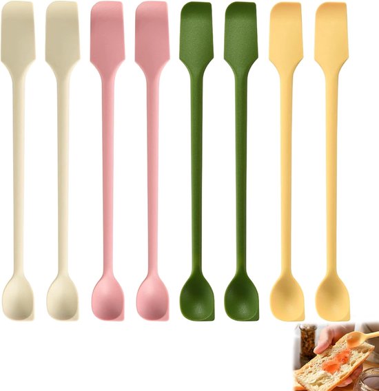 8 Stuks Mini Siliconen Spatel Set, Dubbelzijdige Flexibele Schrapers Voor Kleine Potjes En Moeilijk Bereikbare Plekken, Voor Keuken, Jam, Potten, Cosmetica En Lotion