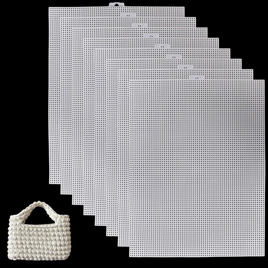 8 Stuks Plastic Canvas Vellen voor Borduren, Breien en Haken - Transparante Mesh Vellen 10,2 x 13,4 Inch (Wit) van Merkloos