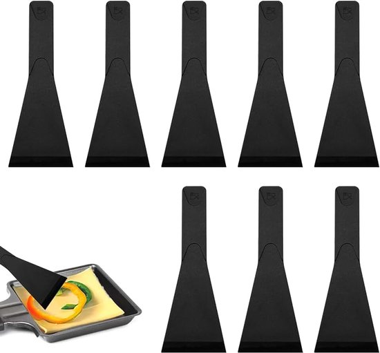 8 stuks raclette-schrapers, spatel voor raclette van nylon, 13,5 × 5 cm, hittebestendig van -40 °C tot 240 °C, voor kaas, botercrème en pannen met antiaanbaklaag