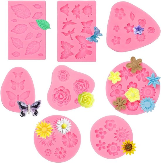 8 stuks siliconen vormen, bloemen, 3D-siliconen vorm, bloemen