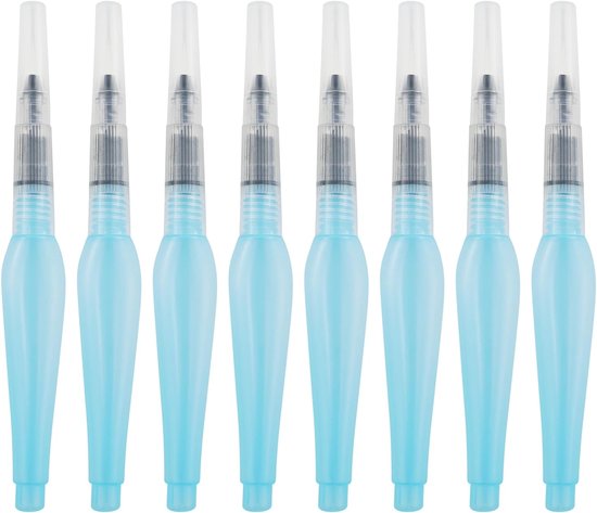 8 stuks watertankpenselen, aquarelpenseelstift, herbruikbare kwasten met watertank, blauw, 3 maten, voor aquarelverf, gouache, in water oplosbare kleurpotloden, beginners, kunstenaars