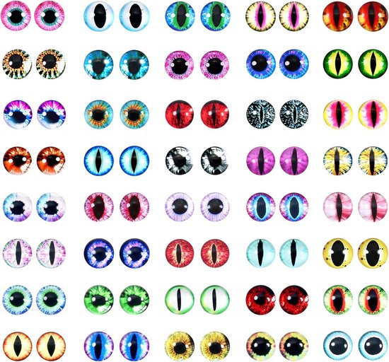 80 stuks veiligheidsoog 6 mm ronde drakenogen 40 stijlen cabochons van glas poppenogen om te knutselen voor speelgoed accessoires pluche dier gehaakte dieren pop marionet teddyogen
