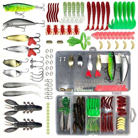 84-delige Set Vis Lokaas Spinnerbait Wobbler Rubber Vis Aas