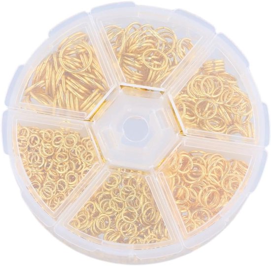 880 Stuks Buigbare Ringen Goud voor Sieraden Maken, Open Splitringen Set 4-10mm, Metaalringen voor Verbinden van Kettingen en Repareren van Armbanden en Oorbellen