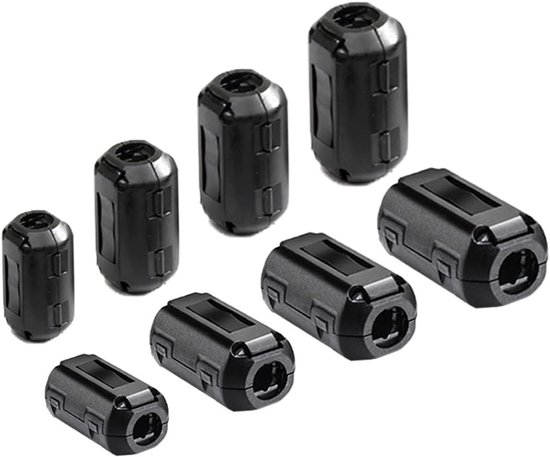 8pcs Clip-on Ferrite Ring Core Set - Kabel Clip - Geluidsonderdrukker - EMI RFI - Hoogfrequent Anti-Interferentie Filter (5mm, 7mm, 9mm, 13mm Binnen Diameter) van VCE
