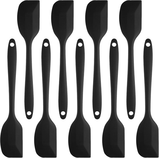 9 stuks siliconen schrapers, siliconen spatel keuken, deegschraper, siliconen spatel, U-knop, flexibele hittebestendig, anti-aanbaklaag, siliconen spatel, anti-aanbaklaag, rubberen spatel