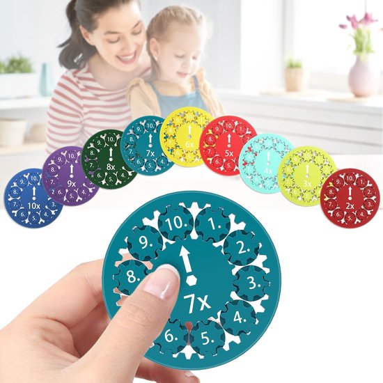 9 Stuks Wiskunde Fidget Spinner, Fidget Toys Kinderen, Wiskunde Feiten Educatief Speelgoed voor Kinderen, Puzzel Spellen van 6-10, Fdget Spinner voor Het Leren Vermenigvuldigen en Delen