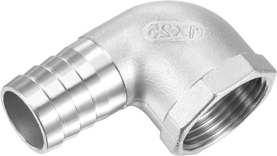 90 Graden Loodrechte Slangverbinder - RVS 25mm Pijpconnector voor Water en Brandstof (1" NPT Vrouwelijke Aansluiting)