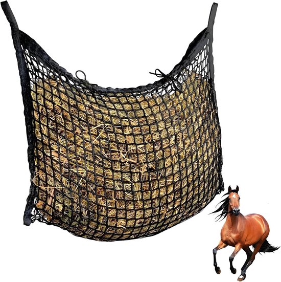 90 x 80 cm Hay Net for Horses, Fine Mesh, Feeding Net, Farm Net, Hay Net Mesh, Capacity 8 kg, Black, for Horses - ShopVlot