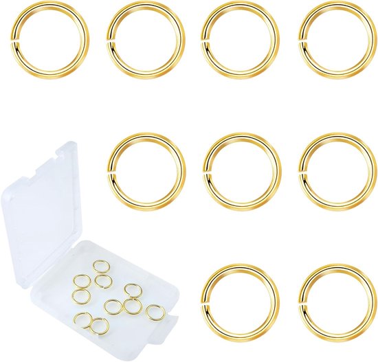 925 Sterling Silver Jump Rings en Split Rings - 10 Stuks Gouden 8mm Bending Rings voor Kettingen, Armbanden en DIY Sieraden Maken