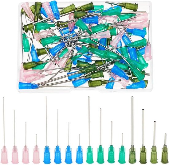 96pcs Blunt Point Distribution Needle with Gloss Lock 3-6.8cm - Stainless Steel Sprayer Needle Industrial Distribution Needle - Hole 0.4/0.5/0.8/1.5mm van Merkloos